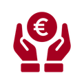 Icon Zwei Hände halten das Euro-Symbol