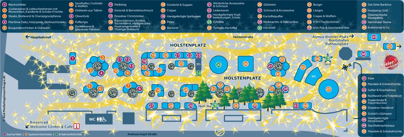 Standplan vom Weihnachtsmarkt auf dem Holstenplatz